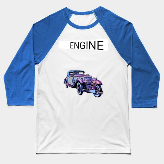 Engine old car design  totes, phone cases, mugs, masks, hoodies, notebooks, stickers pins Baseball T-Shirt by Blueberry Pie 